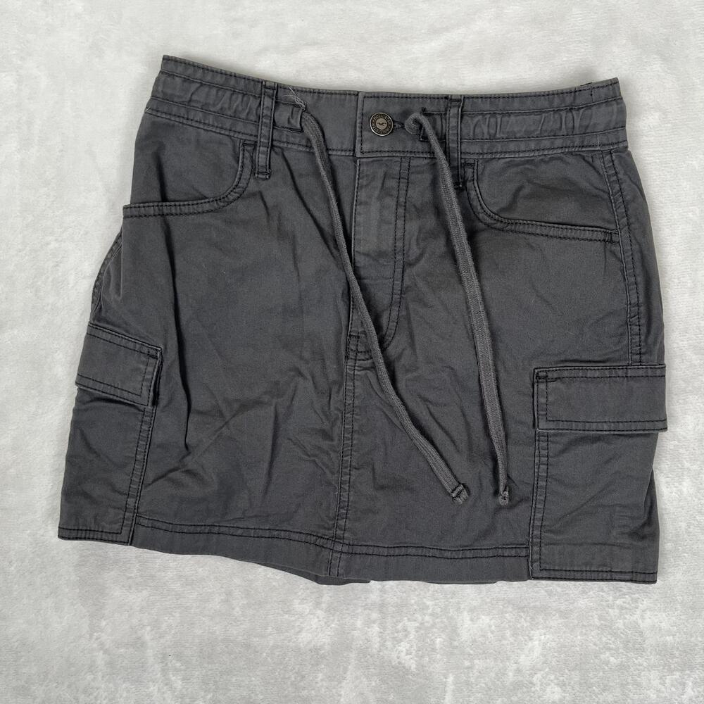 Hollister Skirt Womens Small Gray Cargo Twill Mini Elastic Waist Pockets Casual